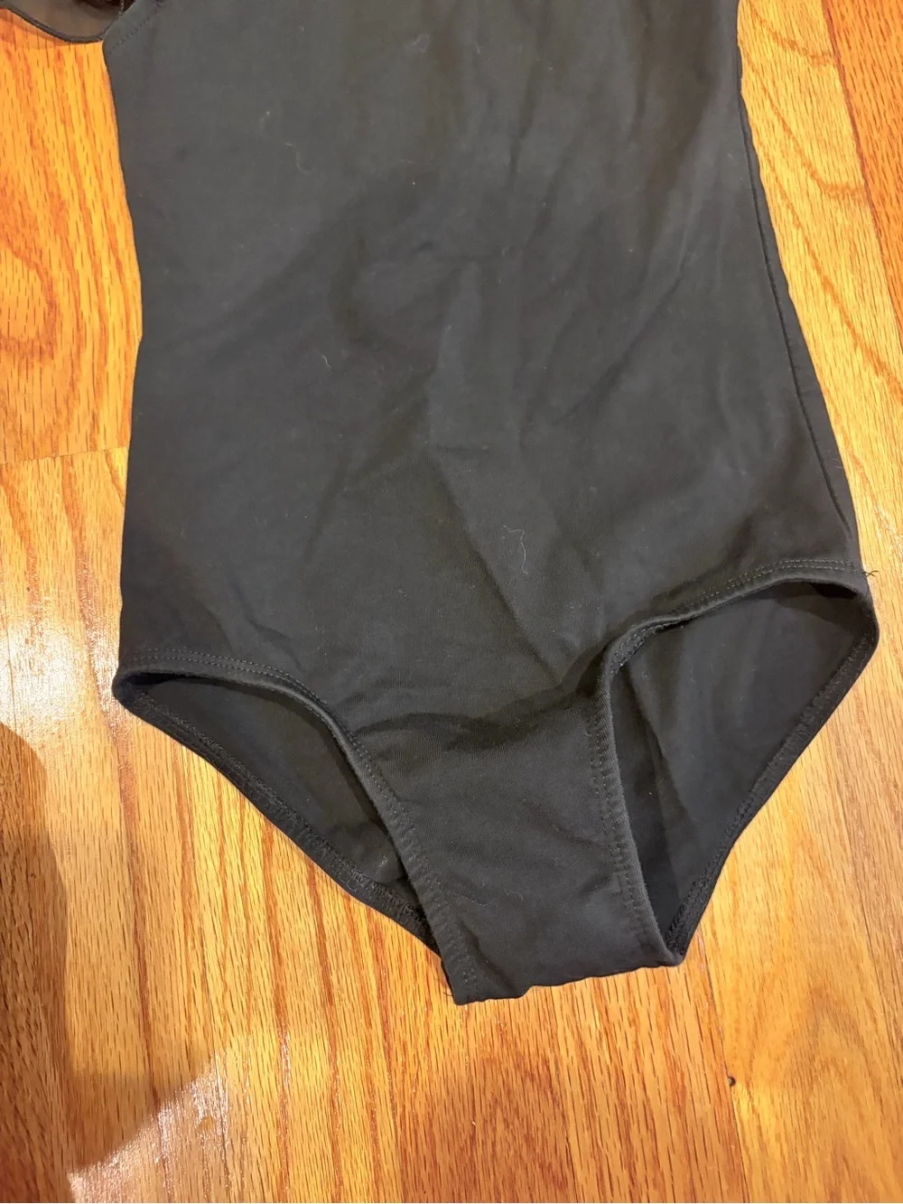 Black Kids One-Piece Bodysuit with Sheer Flutter Sleeves